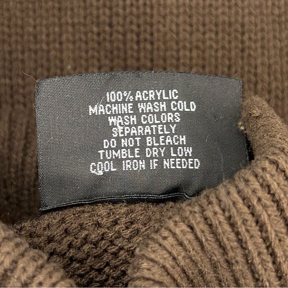 VINTAGE SOUTH POLE BROWN RIBBED SWEATER MENS 90’s TURTLENECK LONG SLEEVE - Picture 12 of 12